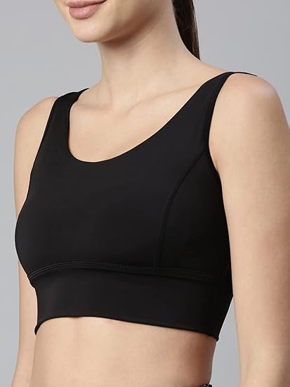 Enamor Women's Polyester Blend Non-Wired Sports Bra – Full Support, Removable Padding, Full Coverage, Scoop Neck, Antimicrobial & Quick-Dry